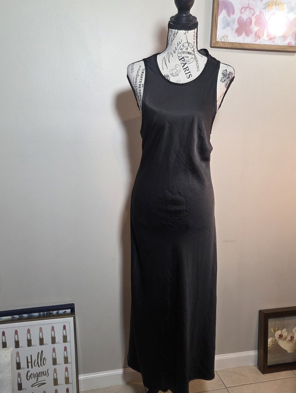 House of Harlow 1960 Black Satin Halter Maxi Dress